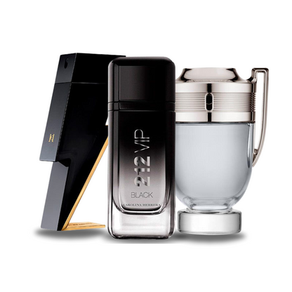 Kit de 3 perfumes BAD BOY, 212 VIP BLACK e Paco Rabanne INVICTUS (Eau de Parfum)